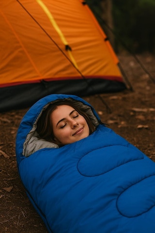 -25 C Su Geçirmeyen Piknik/kamp/tatil Uyku Tulumu Mavi Gri - Mavi