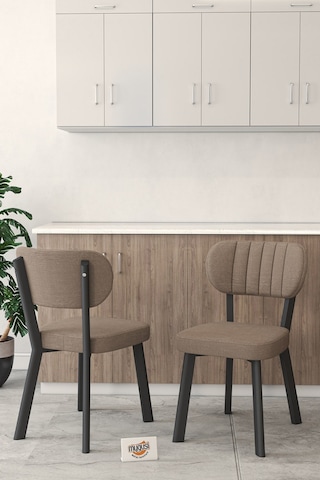 Gnr 70x110cm Sabit Efes Mutfak Masası Takımı, Yemek Masası, 4 Modern Cappucino Sandalye Cappuccino