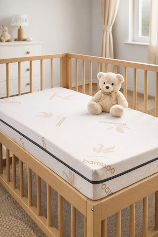 10cm Süngerli Bebek Çocuk Beşik Yatağı Bambu 70x130 Yıkanabilir Kılıflı Park Yatak Oyun Parkı 70 x 120 CM