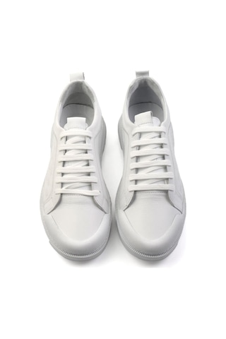Bambi Beyaz Hakiki Deri Erkek Sneaker E01084240703 Beyaz