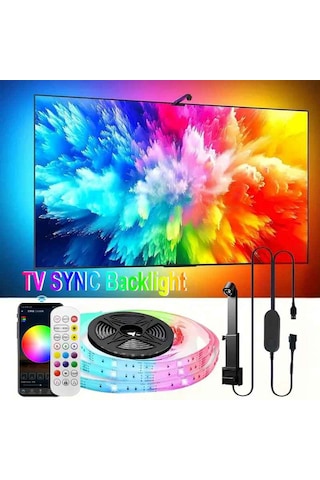 Monozone Ambiligt Rgb Tv Arkası Şerit Aydınlatmalı Uygulama Kumanda Kontrolü Sese Duyarlı 5metre