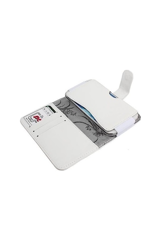 Optimus G E975 İle Uyumlu Yan Kapaklı Cüzdanlı Kart Bölmeli Deri Kılıf Beyaz Renk