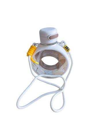 Teknohediye Su Matarası 750 Ml Bpa İçermez, Şık Taşıma Askılı, Spor Ve Günlük Kullanım İçin Hafif Tasarım, 20x16 Cm Ergonomik Şeffaf Matara Beyaz- Bej