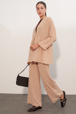Bigdart Kadın Ayrobin Kimono Pantolon İkili Takım 30101 - Bej