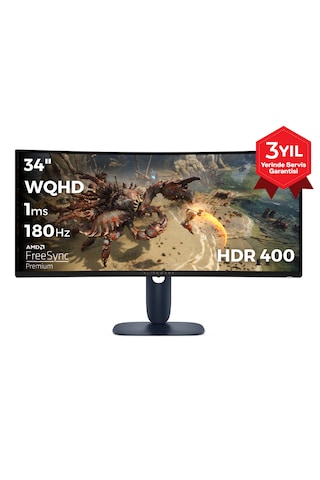 Dell Alienware AW3425DWM 34 3440x1440 WQHD 180Hz 1ms HDMI DP FreeSync Premium HDR 400 Curved Gaming Monitör