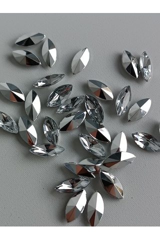 Akrilik Baklava Model Takı Boncuk Nikel Renk 15x7mm 2000 Adet