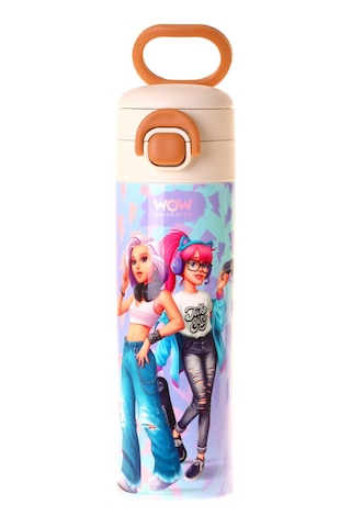 Wow Generation 520 Ml Cool Desenli Mavi - Pembe Kız Çocuk Çelik Termos Matara Çift İçim Kilitli Kapak - W6042