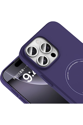 Maks Technology iPhone Uyumlu 16 Pro Max Kılıf M-safe Şarj Özellikli Kamera Korumalı Mkst Elio Sert Pc Kapak - Derin Mor