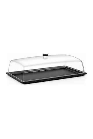 Polikarbon Gn 1/1 Fanus Kapaklı Servis Tepsisi 32.5x53 Cm Şeffaf Sunum Kapağı