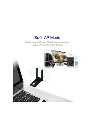 Dual Band Çift Antenli AC 1300 Mbps Wifi Alıcı Ağ Kartı Sinyal Güçlendirici Kablosuz Wifi Adaptörü