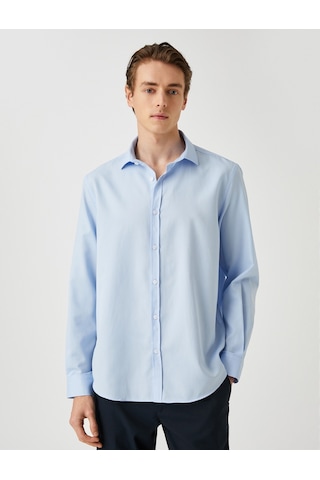Koton Basic Gömlek Klasik Manşet Yaka Uzun Kollu Dar Kesim Non Iron Mavi 3sam60138hw 3SAM60138HW653 Mavi