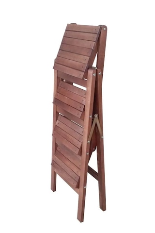 Ahşap Merdiven Tabure Katlanır Ceviz 4 Basamak Ceviz