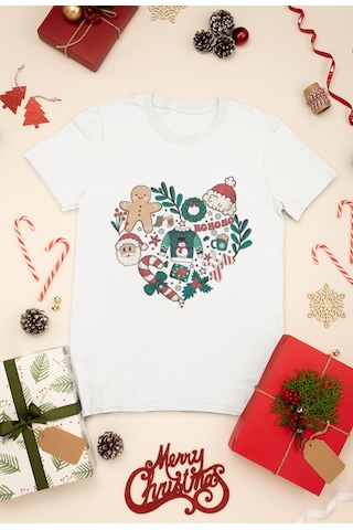 Stil X Yeni Yıl Baskılı Unısex Çocuk Tshırt, Chrıstmas Temalı, %100 Pamuklu Beyaz-1