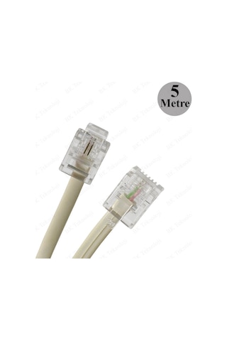 RJ11 6P2C Hazır Telefon Modem Ara Hat Kablosu 5 Metre