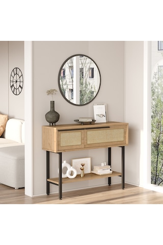 Robin Home Lidya Dresuar Aynalı Kapaklı Metal Ayaklı Uv Baskı Sep Kahverengi