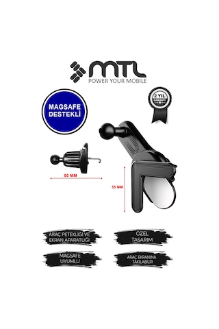 Magsafe Uyumlu 2in1 Araç İçi Telefon Güçlü Mıknatıslı Ekran Arkası Ve Havalandırma Tutucu Mt6084 Çok Renkli