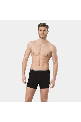 Türen Erkek Likralı Düğmeli Boxer 2'li Paket 135/siyah Siyah