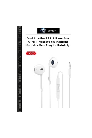 Özel Üretim S31 3.5mm Aux Girişli Mikrofonlu Kablolu Kulaklık Ses Arayüz Kulak İçi