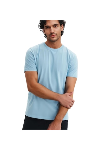 Arma Ar-ma Erkek Bisiklet Yaka Tişört Baskisiz Basic Örme Kumaş Regular Fit %100 Pamuk 30/1 Penye Süprem Y31344408202 Mavi-m2