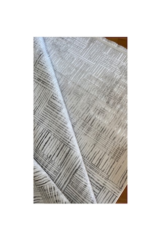 Canoo Halı Home Sık Dokuma İpek Dokuma Krem Gri Parlak Salon Koridor Oturma Odası Özel Kesme Halı Yolluk Stnipek-bambu Krem-o.gri