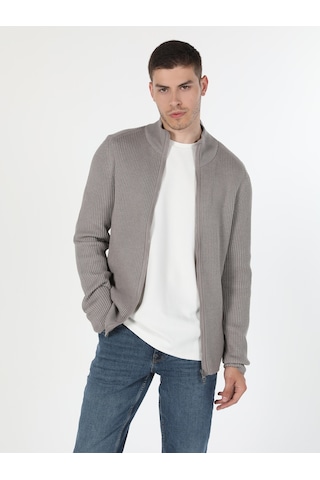 Colin's Slim Fit Dar Kesim Fermuarlı Gri Erkek Hırka CL1055784_Q1.V2_BME