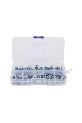 100 Adet 500r/1mr Trimpot Potansiyometre Seti Dik Rm063 10 Çeşit Şeffaf Çantada