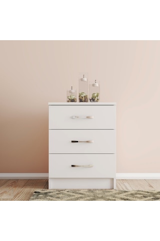 Moxen Mobilya Beyaz 3 Çekmeceli  Komodin