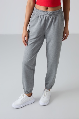 Tommy Life Gri Melanj Cepli Yüksek Bel Rahat Form Lastik Paça Kadın Eşofman Alt - 94583 GRİ MELANJ