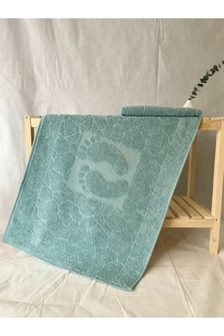 Taş Desenli Kaymaz Taban Ayak Paspası 50x70cm Hızlı Su Emiciliğine Sahip Mint Yeşili