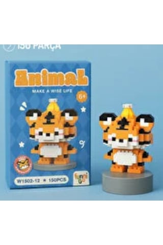 Sevimli Kaplan Mini Yapı Blokları - 3d Puzzle Oyuncak