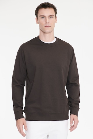 Ac&Co / Altınyıldız Classics Erkek Kahverengı Pamuklu Standart Fit Normal Kesim 2 İplik Bisiklet Yaka Sweatshirt Kahverengi