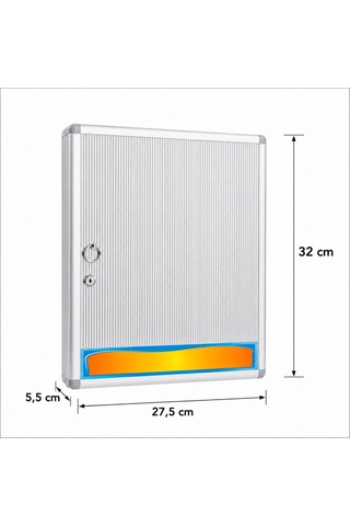32'li İthal Alüminyum Anahtar Dolabı 27,5x32x5,5 Cm Gri