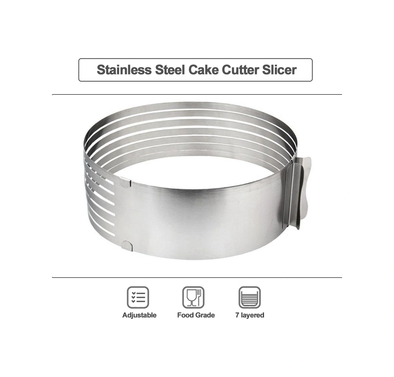 Geeksen 304 Paslanmaz Çelik Ayarlanabilir 24.5-30.5cm 7 Katlı Pasta Dilimleyici, Ekmek Ve Pasta Kesici Mutfak Aleti Diğer