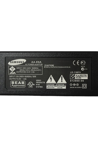 Samsung Uyumlu Aa-E6A SMX-F34BN, HMX-H100N, SC-D180, SC-D27, SC-D29, SC-D34, SC-MX20, VP-D371, SC-DX100 Kamera Şarj Cihazı