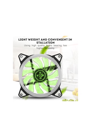 Kangvka 120mm 12v Dc Çift Açıklı Bilgisayar Kasası Fanı - Ultra Sessiz Hidrolik Yataklı, 4pin+3pin Arayüzlü Yeşil