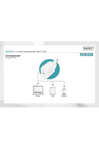 Digitus DA-10196 20 W Pd 3.0 Sb-c Şarj Adaptörü Beyaz