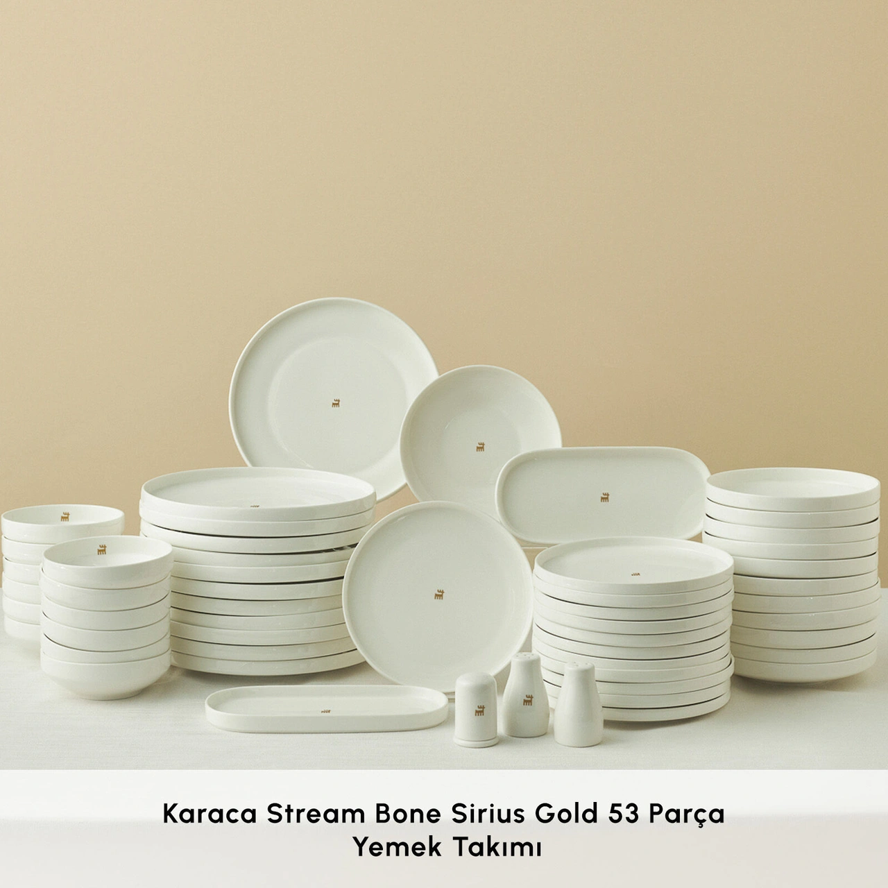 Karaca Stream Bone Sirius Gold Logo 53 Parça 12 Kişilik Yemek Takımı Altın