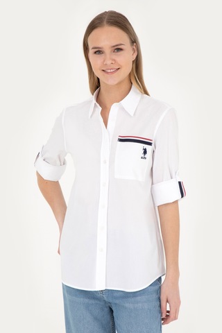 U.s. Polo Assn. Kadın Beyaz Gömlek Desenli 50283571-vr013 Beyaz