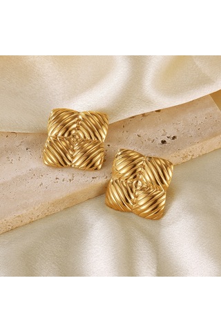 Sones Opk Ge939 1 Çift Vintage Paslanmaz Çelik Geometrik Çizgili Küpe Çok Renkli