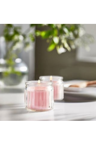 Ikea Lugnare Cam Kaplı Kokulu Mum 5 X 5 Cm Yasemin - Armut - Zencefil - Vadinin Zambağı Pembe - Şeffaf Çok Renkli