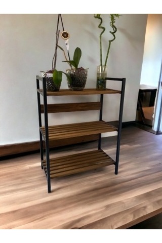 Kuzey Metal Ayaklı Masif Ahşap Mutfak Dolabı Rafı-ayakkablık -kit