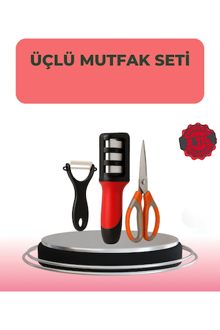 3 Parçalı Çok Fonksiyonlu Mutfak Makas Seti Paslanmaz Çelik Ergonomik Tasarım Çok Renkli