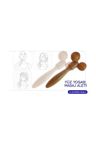 Maderoterapi Ahşap Yüz Yogası Masaj Aleti El Yapımı Doğal Ahşap Roller 1senartbeauty
