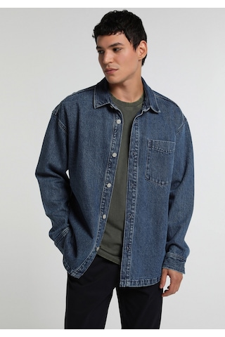 Colin's Colins Oversize Fit Erkek Mid İndigo Denim Shacket Cl1082681 Q1.v1 Dn45149