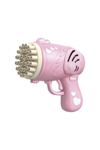 33 Kanal Işıklı Pilli Baloncuk Makinesi Köpük Tabancası Bubble Gun Machine - Pembe