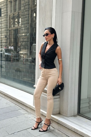 HLT Jeans Kadın Bej Süper Skinny Fit Esnek Likralı Yüksek Bel Jean Kot Pantolon Jennie-2005