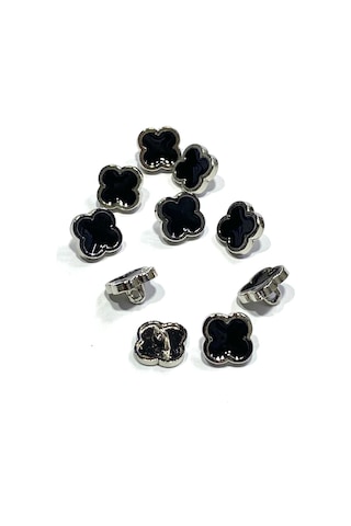 Bluz Düğmesi/ Metal Bluz Gömlek Düğmesi/ 1,1 Cm / Gümüş Siyah Mineli/ 10 Adet