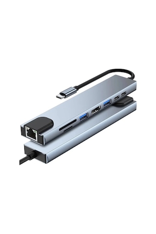 Miaxtreme 8 In 1 Usb Type-c Usb 2.0/3.0 Audio 3.5 Tf Sd Çevirici Adaptör Çok Portlu Çoklayıcı Usb Hub