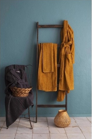 Apricitas Home Timeless Antrasit-safran %100 Pamuk 6 Parça Aile Bornoz Seti Antrasit