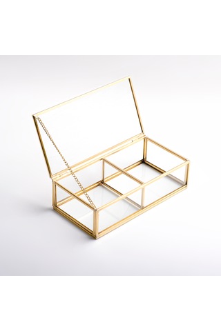 2 Bölmeli Cam Organizer Pirinç & Gold